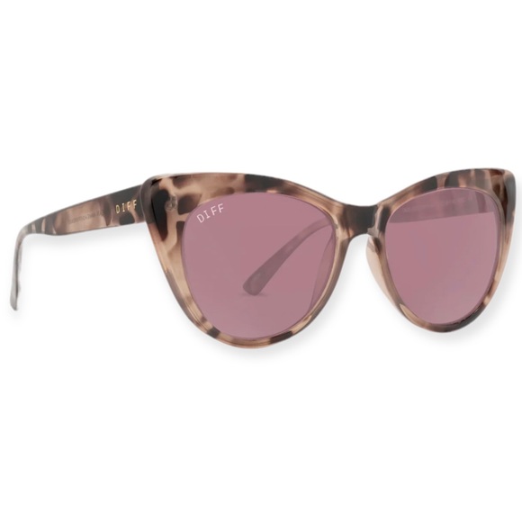 DIFF Eden Sunglasses Blush Tortoise Frame Wine Lenses Cateye NWT - Picture 1 of 10